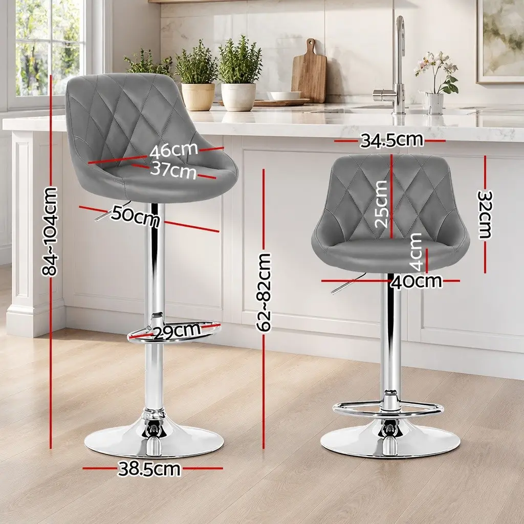 Grey Bar Stools Set of 2 for Home Use