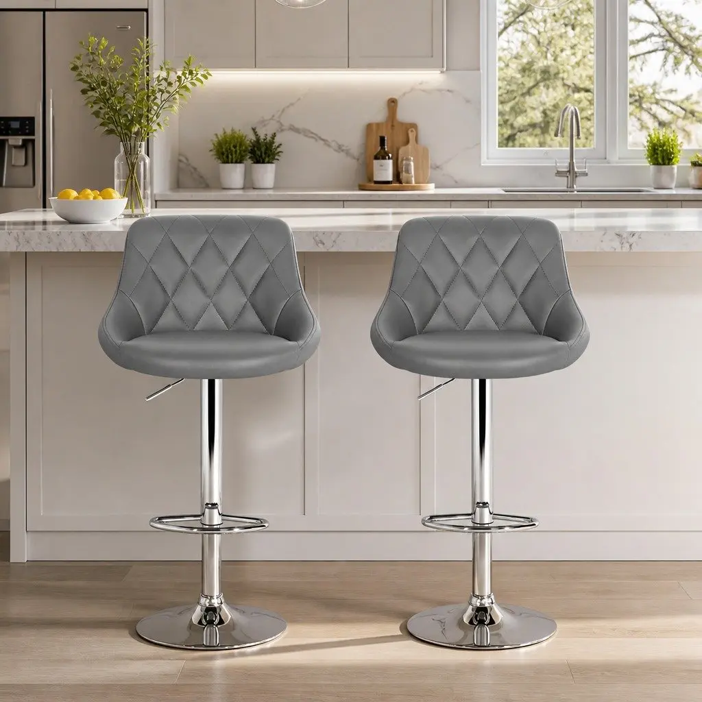 Grey Bar Stools Set of 2 for Home Use