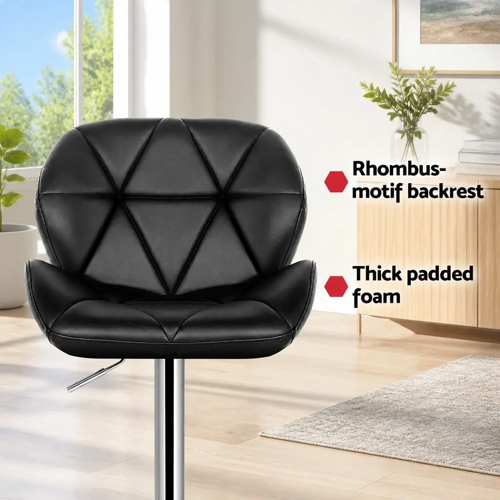 Adjustable Height Bar Stools Set of 4 Swivel Padded Black PU Leather