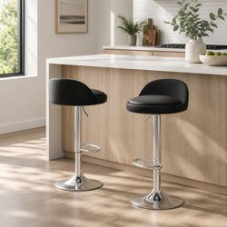 Practical Adjustable Bar Stools - Set of 2 in Black