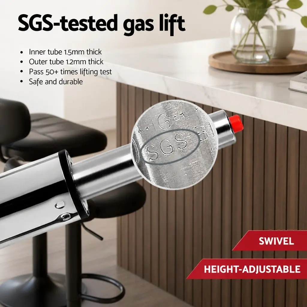 Bar Stool Swivel Adjustable Gas Lift PU Leather Counter Chair Black