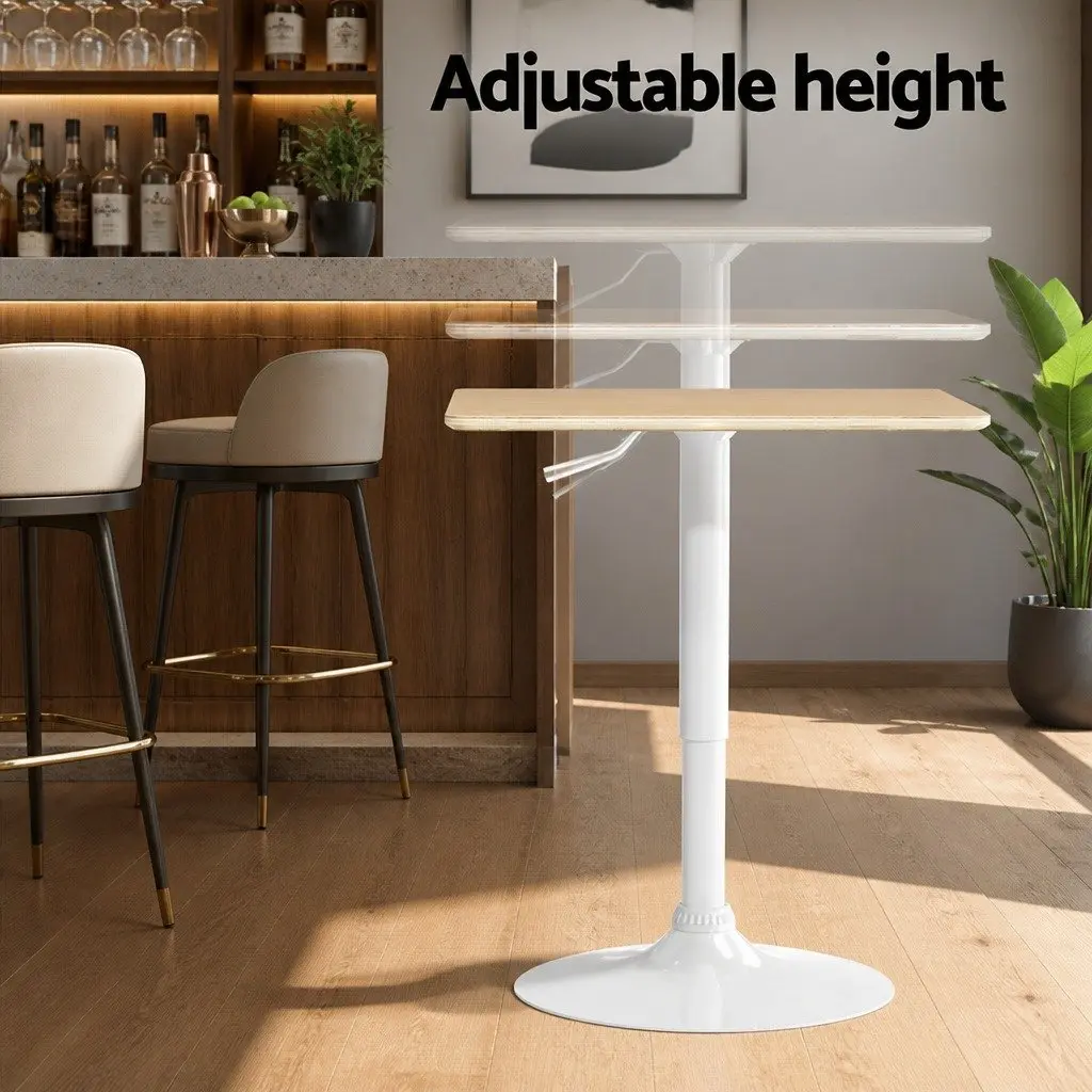 Bar Table Adjustable Height Gas Lift 60CM Square Pine