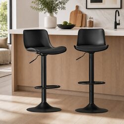 Versatile Black Bar Stools Set: Ideal for Home Use