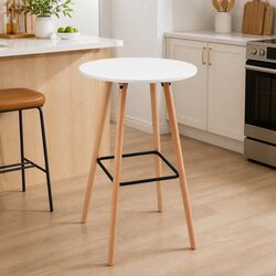 Round Bar Table Counter Height Dining Desk Kitchen Pub 98cm White Modern