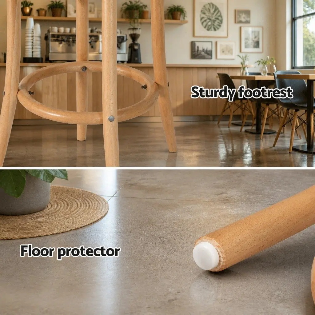 Bar Stools Rattan Seat Wooden Frame Kitchen Height Oak Set of 4