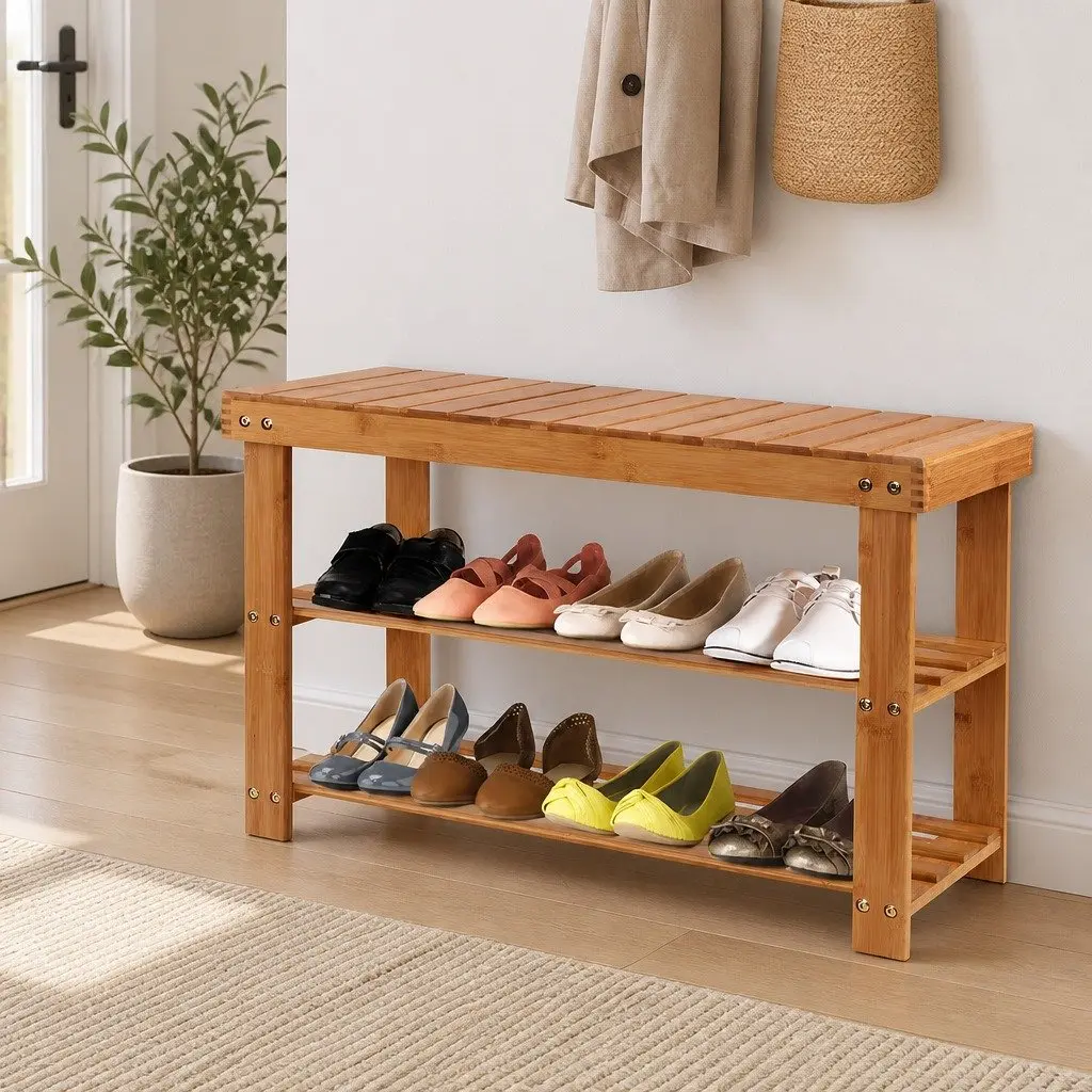 Bamboo Bench for Shoes and Seating