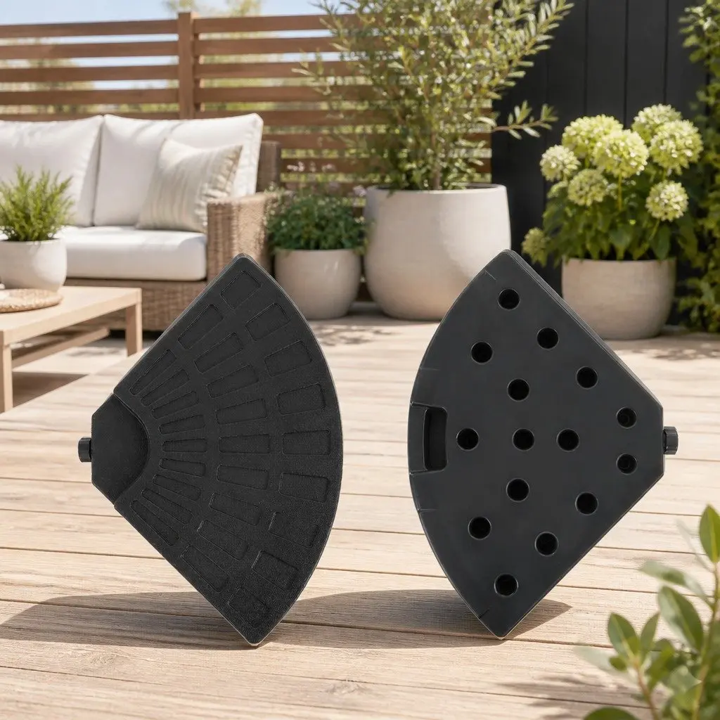 Umbrella Base Stand Modular Fillable 48cm Black 4 Plate Outdoor Water Stabiliser