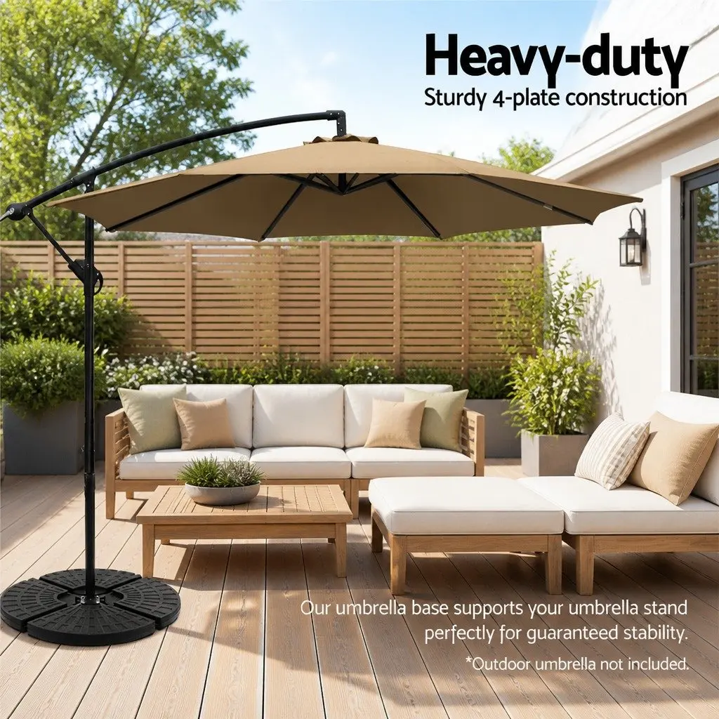 Umbrella Base Stand Modular Fillable 48cm Black 4 Plate Outdoor Water Stabiliser