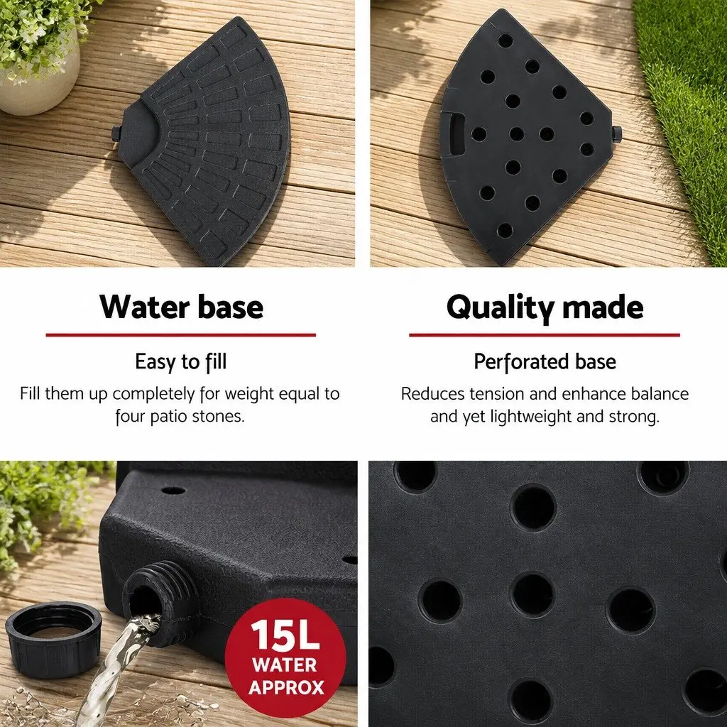 Umbrella Base Stand Modular Fillable 48cm Black 4 Plate Outdoor Water Stabiliser