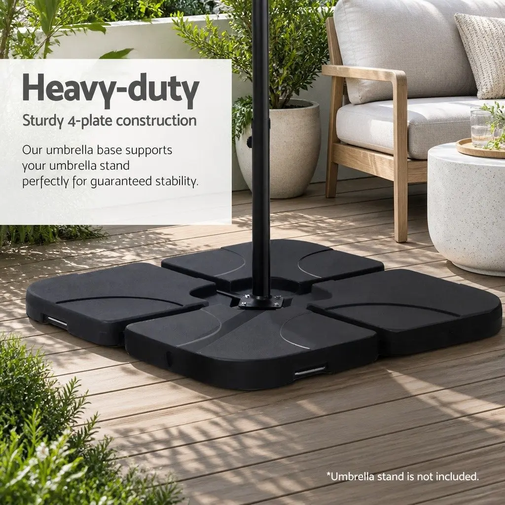 Outdoor Umbrella Base Stand Fillable 4-Plate 50cm Black
