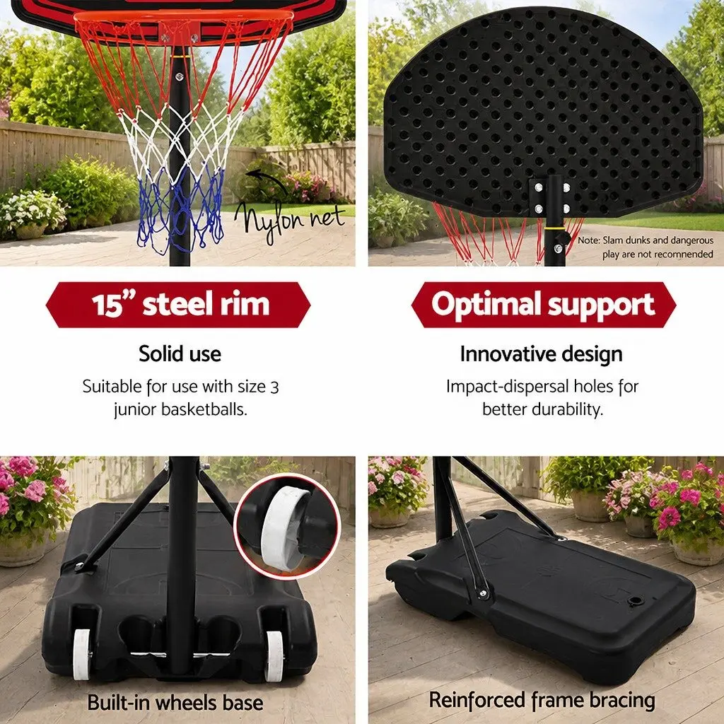 Basketball Hoop Stand System Adjustable 1.6M to 2.1M Portable Steel Black