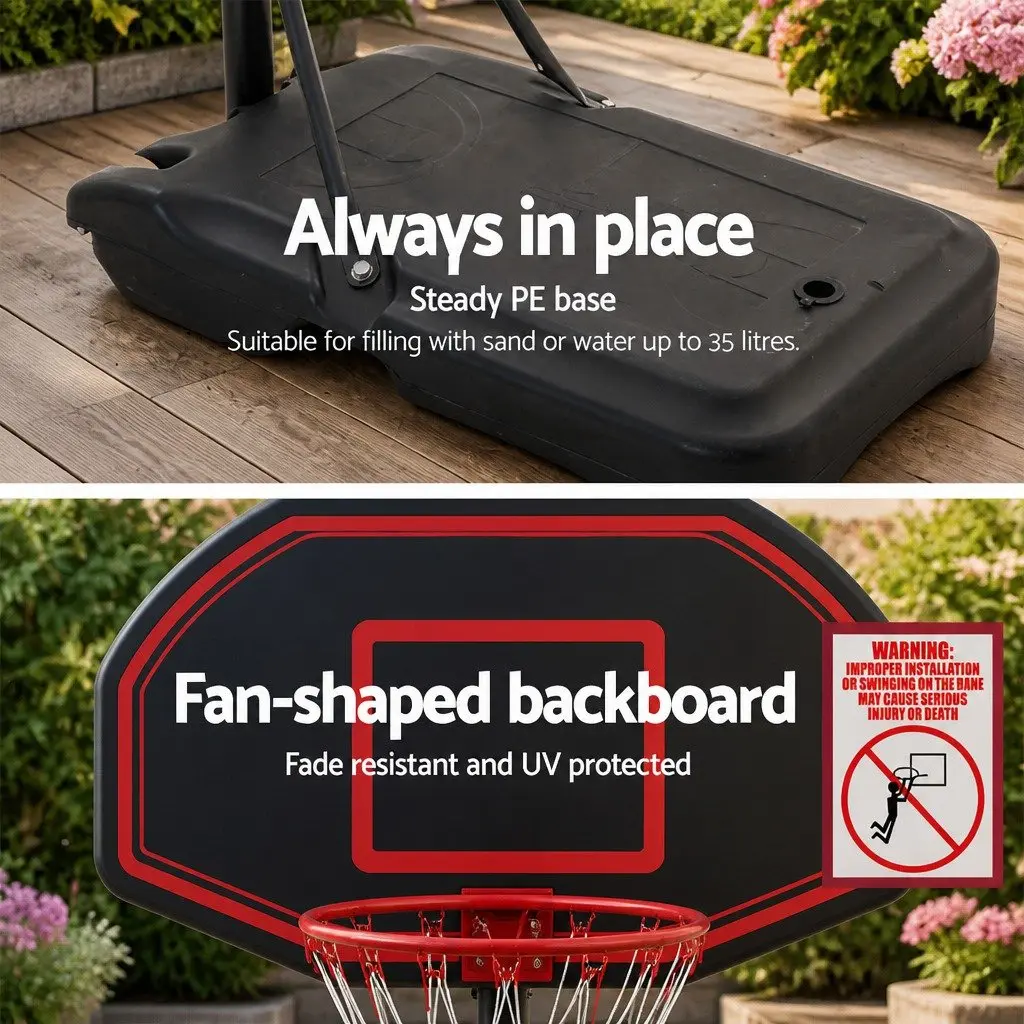 Basketball Hoop Stand System Adjustable 1.6M to 2.1M Portable Steel Black
