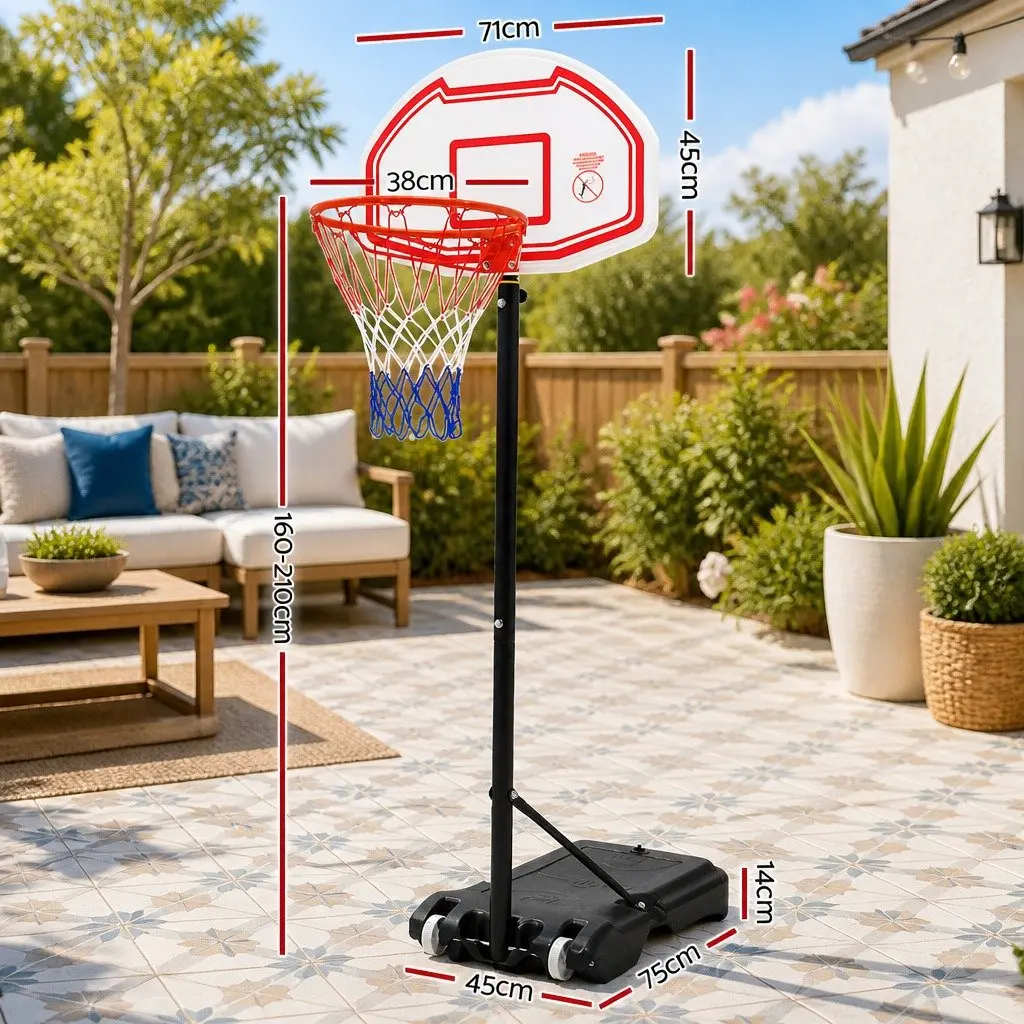 Basketball Hoop Stand System Adjustable Portable 1.6M to 2.1M White
