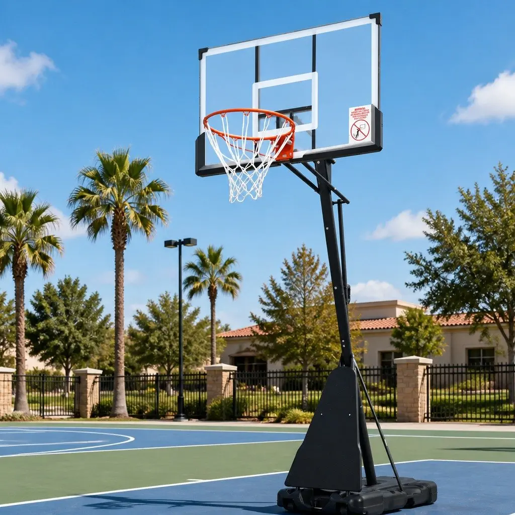 Basketball Stand System Portable Adjustable Height 3.05M with Polycarbonate Backboard and Reinforced Steel Frame in Black