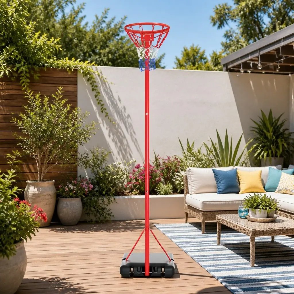 Basketball Stand Adjustable Height Steel Frame 2.4m to 3.05m with Nylon Net