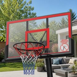 Portable Basketball Hoop Stand System Adjustable 2.4m to 3.05m Height Red