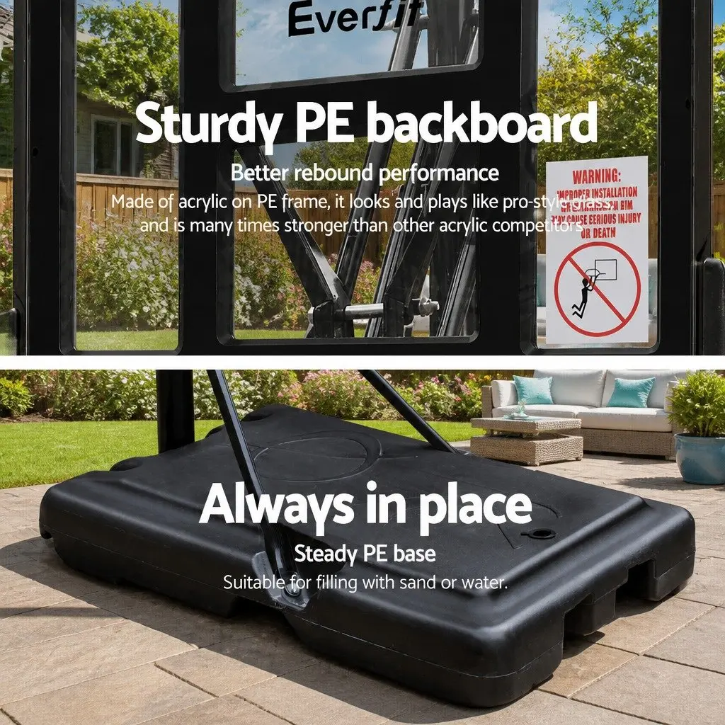 Basketball Hoop Stand System Adjustable Height 2.25m to 3.07m Portable Black 44 Inch Backboard