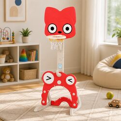 Kids Basketball Hoop Stand 5-in-1 Sports Activity Centre Adjustable Height Red
