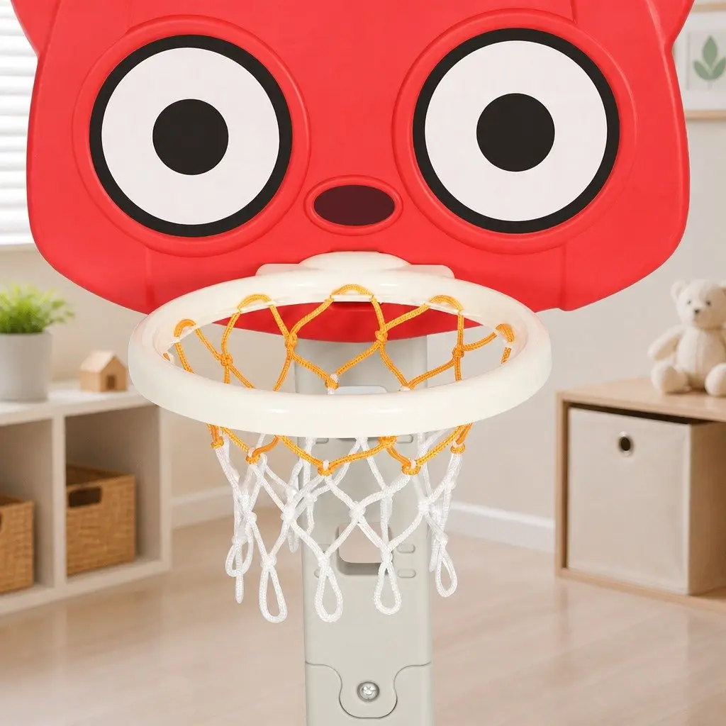Kids Basketball Hoop Stand Adjustable Height 54x52x117147cm Red PP Nylon 5-in-1 Sports Activity Centre