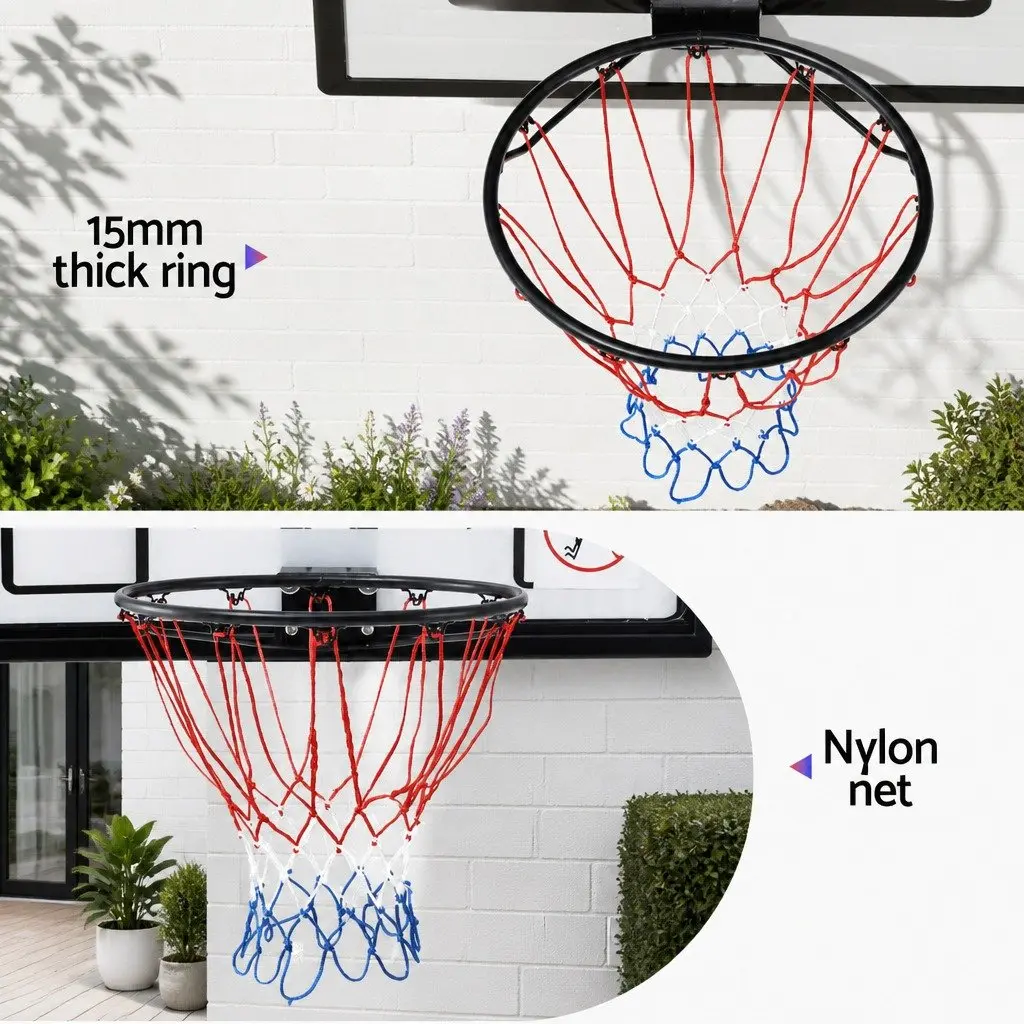 43-Inch Wall Mount Basketball Hoop Polycarbonate Backboard Black White