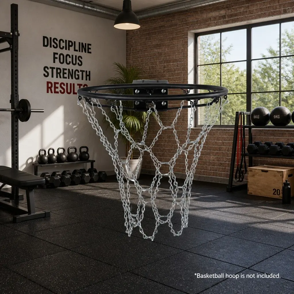 Basketball Net Steel Chain 50cm Silver 12 Loop Replacement Court Hoop