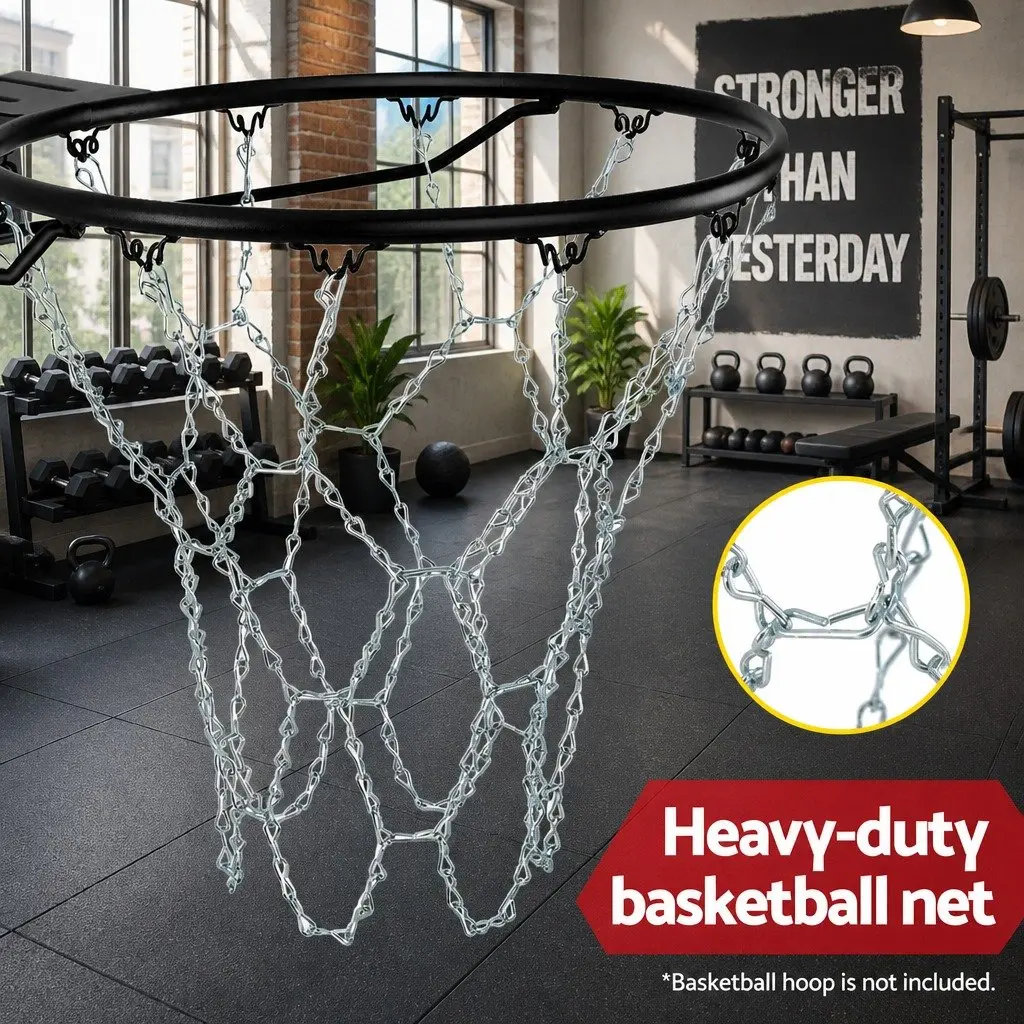 Basketball Net Steel Chain 50cm Silver 12 Loop Replacement Court Hoop