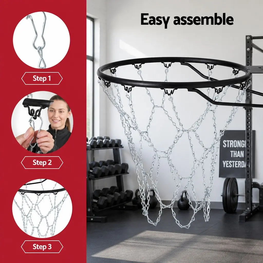 Basketball Net Steel Chain 50cm Silver 12 Loop Replacement Court Hoop