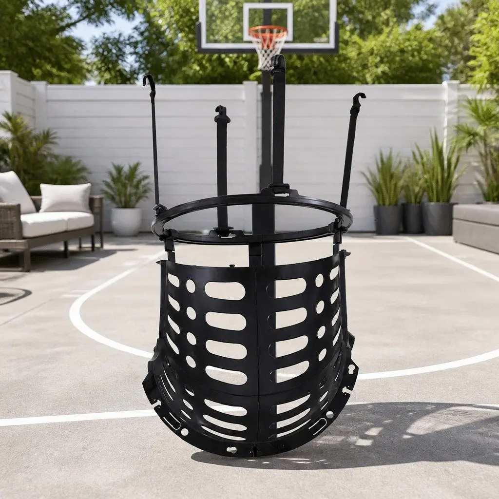 Basketball Hoop Rebounder 360° Ball System Training Attachment Plastic Black
