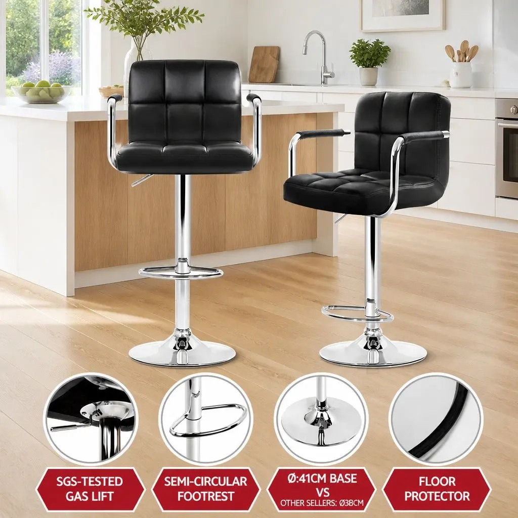 Bar Table and Stools Set Adjustable Height MDF Steel White Black 2 Piece