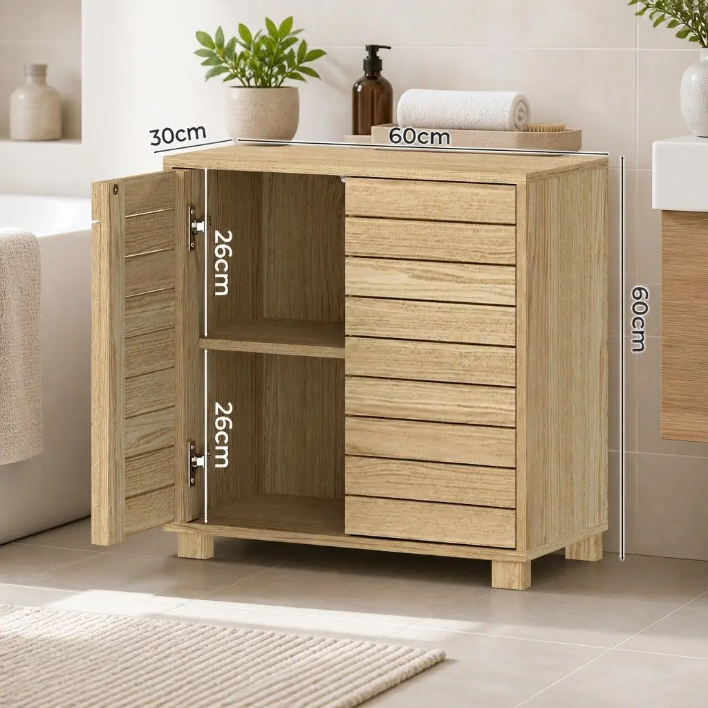 Bathroom Storage Cabinet Floor Standing Cupboard Oak 60cm L 30cm W 60cm H