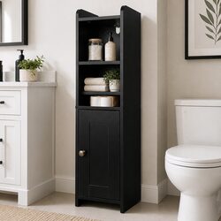 Functional Bathroom Corner Cabinet with Toilet Paper Storage