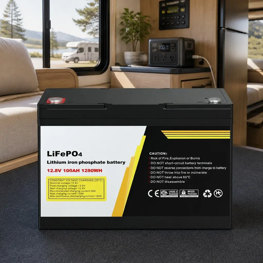 12V 100Ah Lithium LiFePO4 Deep Cycle Battery ABS Construction Outdoor Power Supply
