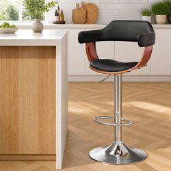 Versatile Black Bar Stool with Gas Lift and Footrest