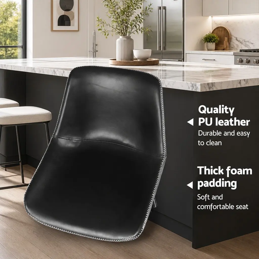 Padded Leather Seat Bar Stools Kitchen Counter Height Black Metal Frame Set of 4