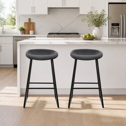 Bar Stools Set of 2 Kitchen Dining Chairs Counter Height Seating Black