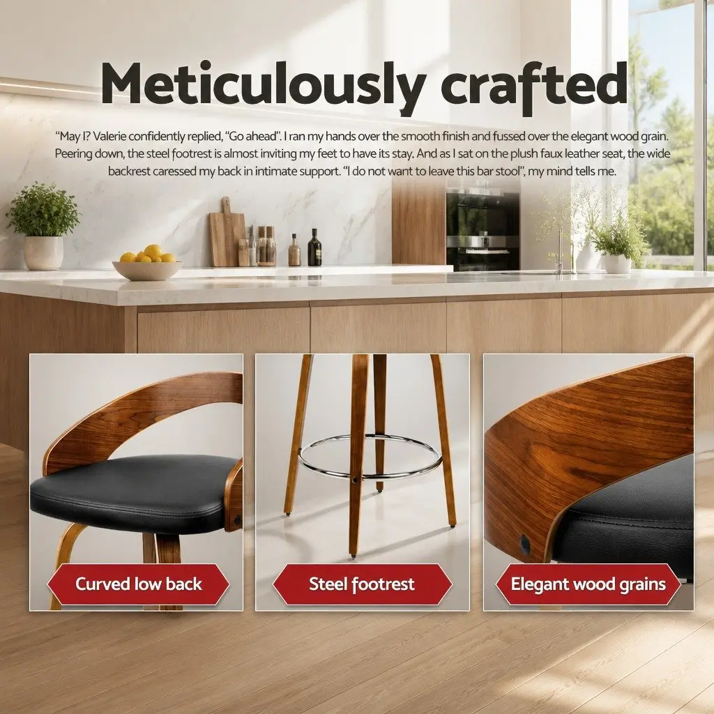 Set of 4 Bar Stools with Swivel Function