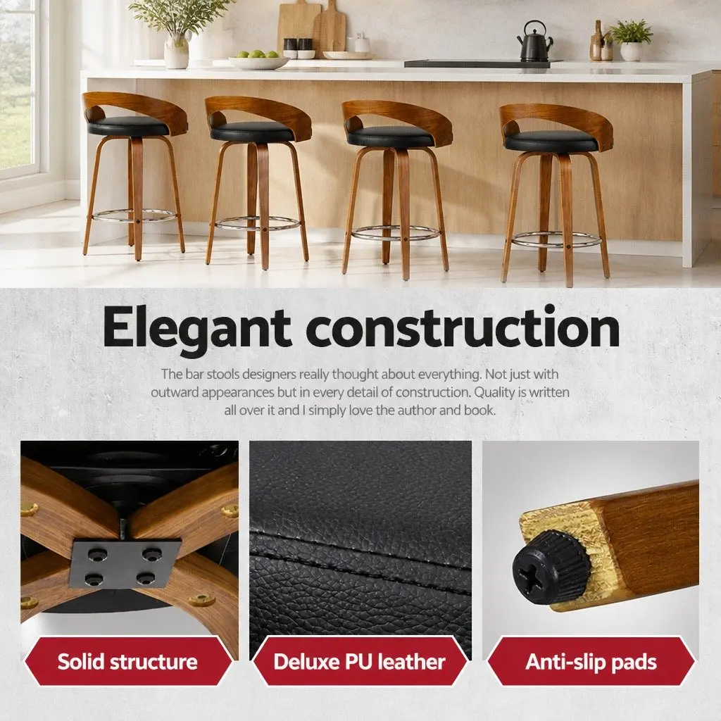 Set of 4 Bar Stools with Swivel Function