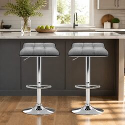 Versatile Grey Bar Stools with Adjustable Height for Home Use - Set of 2