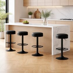 Practical Set of 4 Adjustable Bar Stools with Comfort