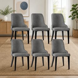 Practical Set of 6 High Back Dining Chairs in Grey