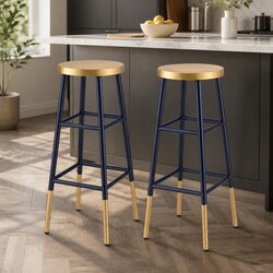 Durable Metal Bar Stools Set of 2 for Kitchen and Bars