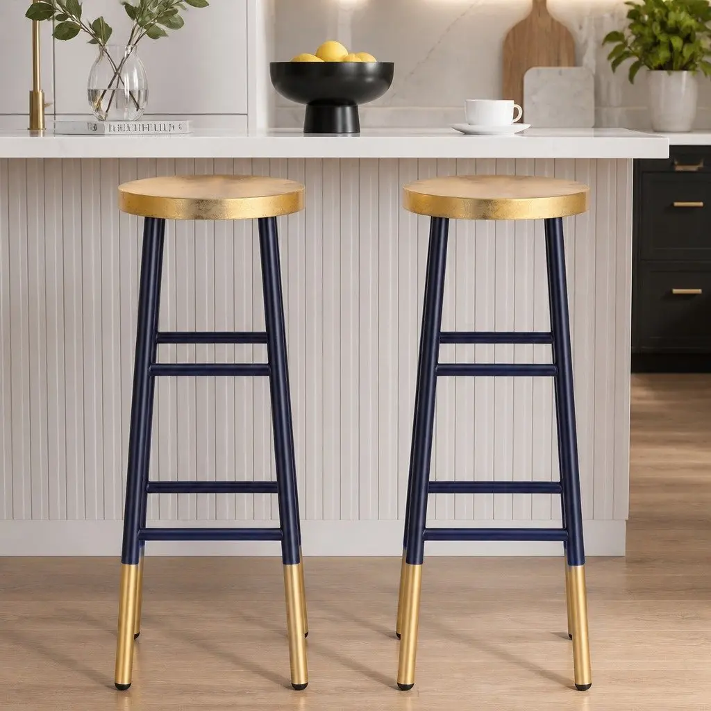 Metal Bar Stools Set of 2 for Kitchen and Bars