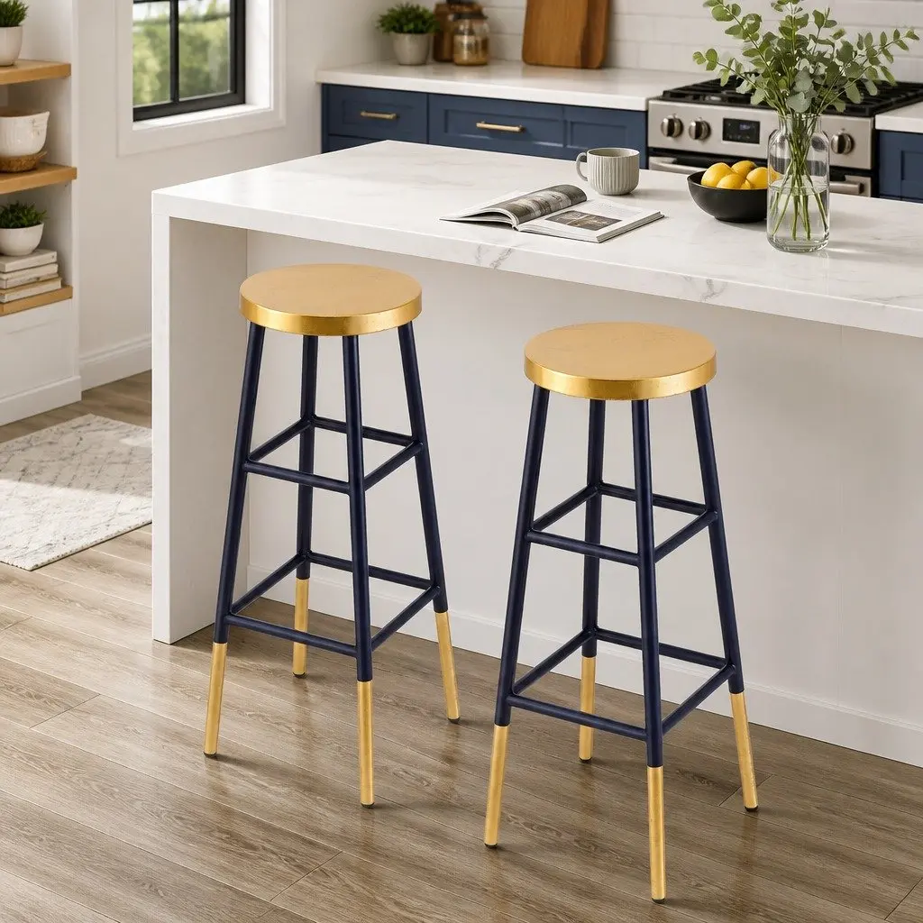 Metal Bar Stools Set of 2 for Kitchen and Bars