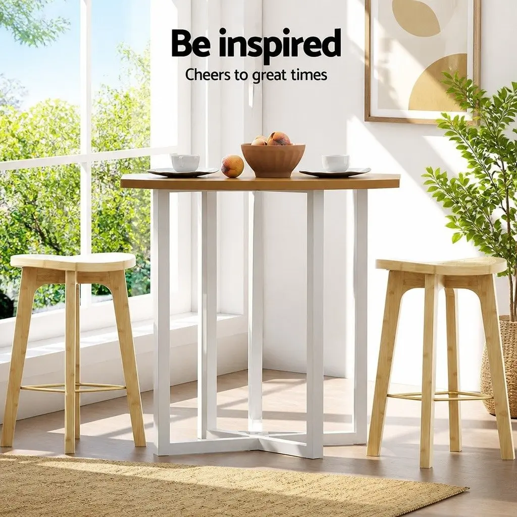 Bamboo Rattan Bar Stools 67cm High Set of 4 Kitchen Counter Dining Chairs with Footrest and Anti-Slip Floor Protectors