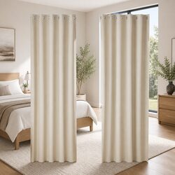 Practical Eyelet Blockout Curtains 180x213cm Beige