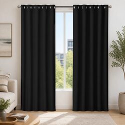 Versatile Black Eyelet Curtains 180x213cm for Any Room