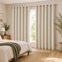 Blockout Curtains Eyelet 240x230cm Beige 2 Panels Thermal Noise Reduction