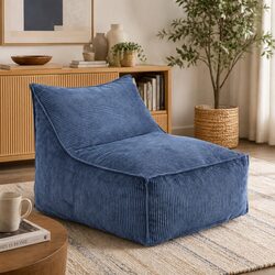 L-Shaped Blue Bean Bag Cover for Relaxing Environments