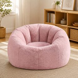 Practical Round Faux Fur Bean Bag Chair Cover for Home