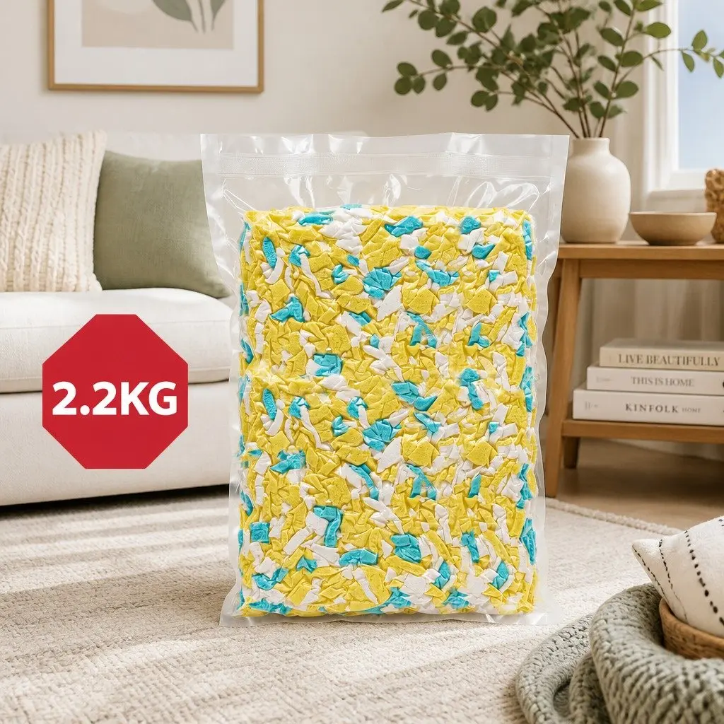 Bean Bag Filler Shredded Memory Foam 5lbs High Density Soft Filling Yellow White Blue